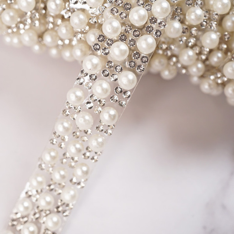 アイロン接着半球パール3連テープ/幅1.5cm　40cm