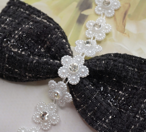 センターストーン×フラワー型パールライン　1.6cm/40cm