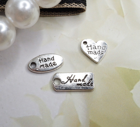 HANDMADEシルバータグチャーム　10個