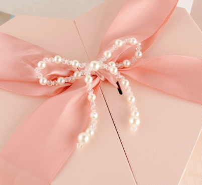 リボン型パール×クリアビーズパーツ