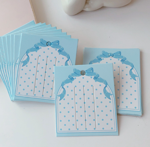 水色ドット＆リボンヘアアクセサリー用台紙10枚