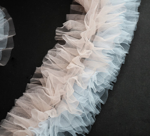 フリフリチュチュベビーピンク×ベビーブルーチュールテープ　/45cm