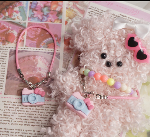 ドール用ショルダー付きミニチュアカメラパーツ(リボン付き)