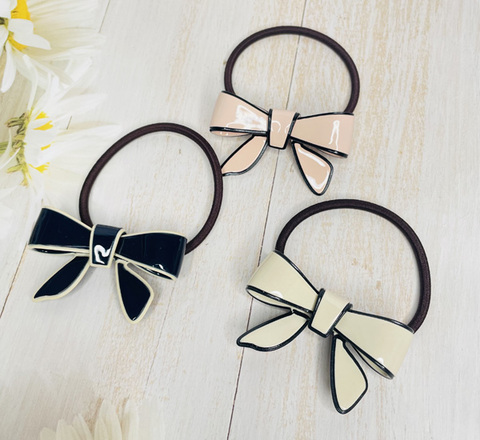 カラーエッジ立体リボン付きヘアゴム