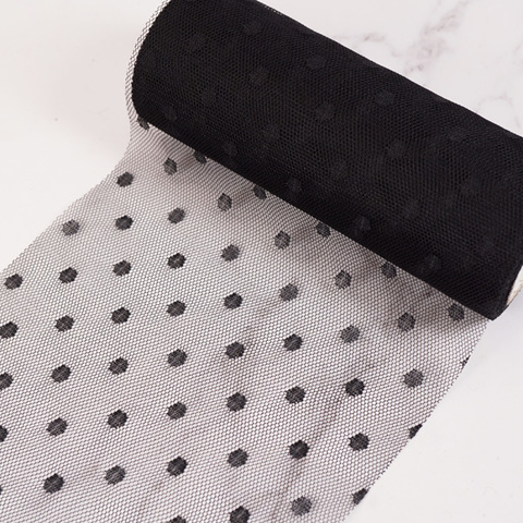 ブラックドットチュール2　ロール15cm/10yard