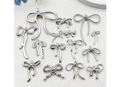 リボンモチーフチャーム15点セット(シルバー)