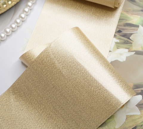 ゴールドラメ両面サテンワイド幅リボン　10cm/90cm