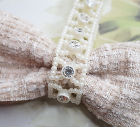 リボンセンター用リボン型パール×ビジューライン　1.2cm/40cm