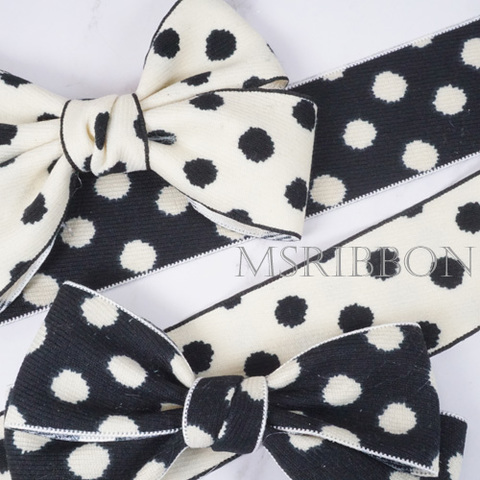 ウォームドット柄ファブリックリボン　3.8cm/90cm