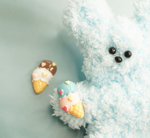 ハートトッピング2段アイスクリームミニチュアフィギュアパーツ