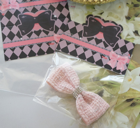 リボン柄ラッピング上部台紙10枚＆OPP袋10枚セット