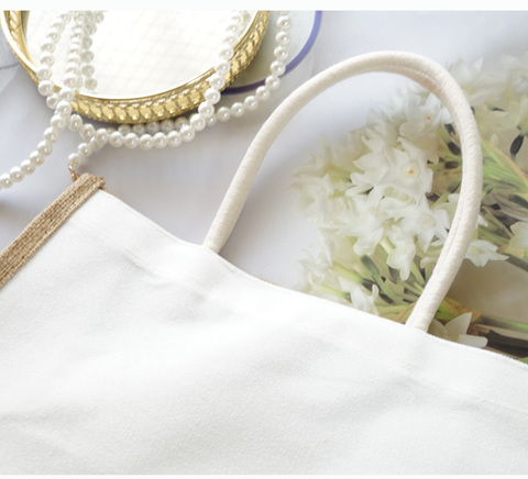 ナチュラルジュート×ホワイトキャンバストートバッグ