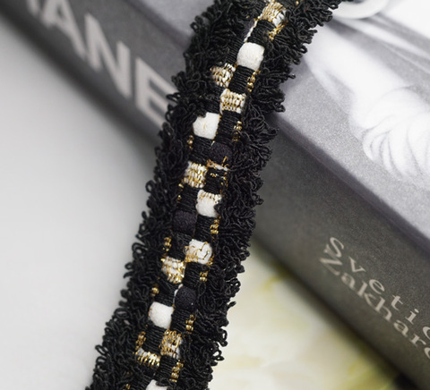 Cocoブラック×ゴールドツイードリボン　22ｍｍ/90cm