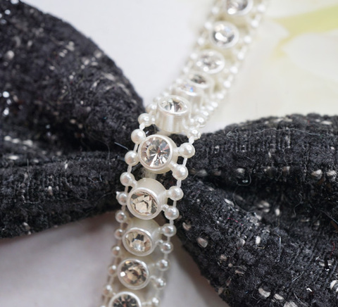 リボンセンター用センタービジュー×パールライン　9mm/40cm