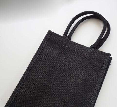 MsRibbon別注縦長ブラックジュートトートバッグ