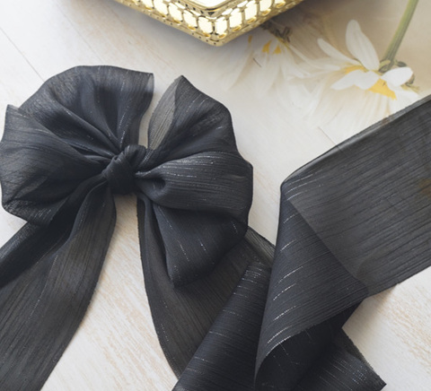 シャイニーストライプ・シアーオーガンジーリボン　7.2cｍ/90cm