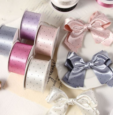 Luxeサテンミニドット柄リボン　38mm/90cm