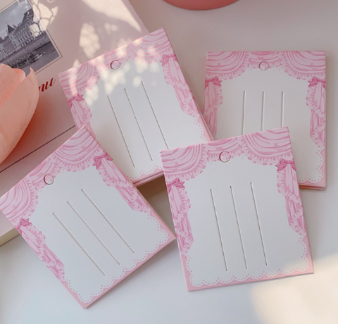 ピンクフリルカーテンヘアアクセサリー用台紙10枚