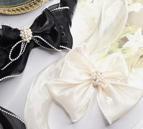 パールエッジ光沢オーガンジーリボン　6cm/90cm