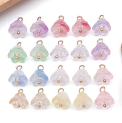 揺れるすずらん型グラデーションガラスチャーム20個セット