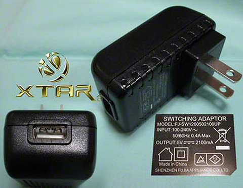 Xtar VC2/VC4 用AC-USBアダプタ 2.1A