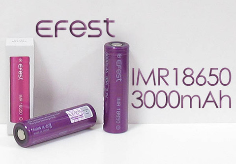 efest Purple IMR 18650 3000mAh Li-Mn 35A Battery Flat top【PSE付】