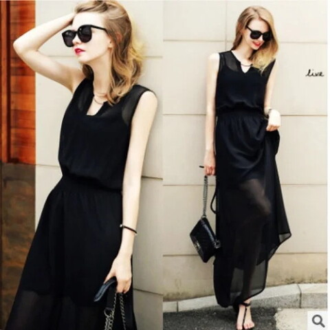 激安 美シルエット ロングシフォンワンピース