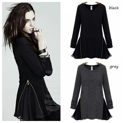 4L☆オシャレZIP♪シフォンフレアチュニック