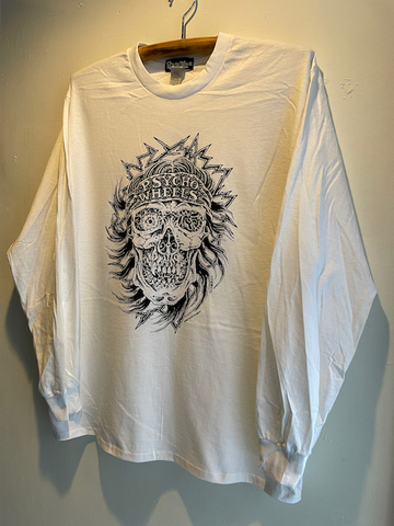 PW BANDANA SKULL - L/S T-shirts (WHITE)