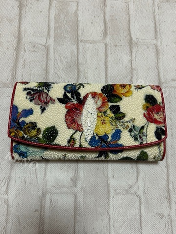 ＊参考価格¥39800税込＊　エイ革財布カラフルローズ（ロング）