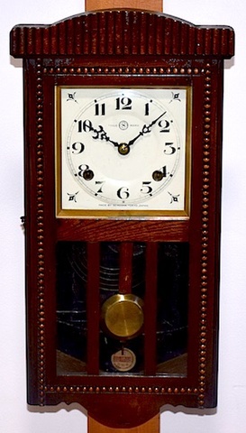 精工舎　宮型柱時計（セルロイド文字盤） 昭和初期頃【W146】