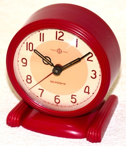 精工舎　プラスチック枠コメット台付夜光（レッド）　昭和30年頃【071】〔60〕