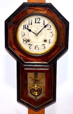 メーカー不明　八角尾長柱時計　昭和初期頃【W153】