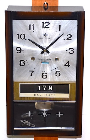 リズム時計　カレンダー付柱時計　昭和40年代【W142】