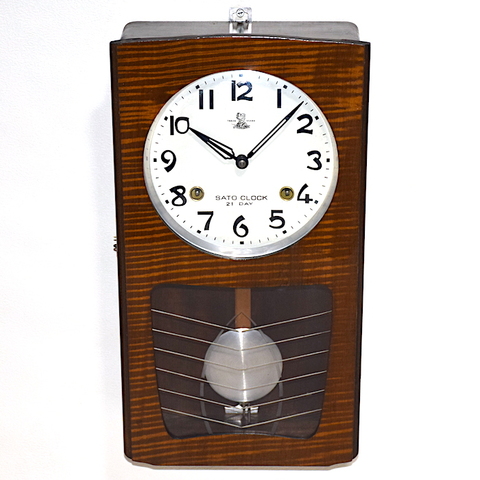 佐藤時計　箱型柱時計 21DAY　昭和30年頃【W401】〔100〕