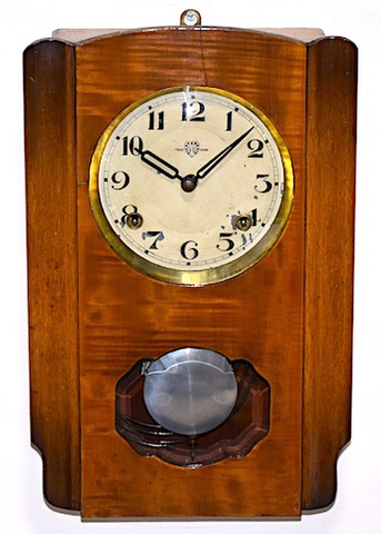 ハートエッチ精工所　小型柱時計　昭和10年代前半【W249】