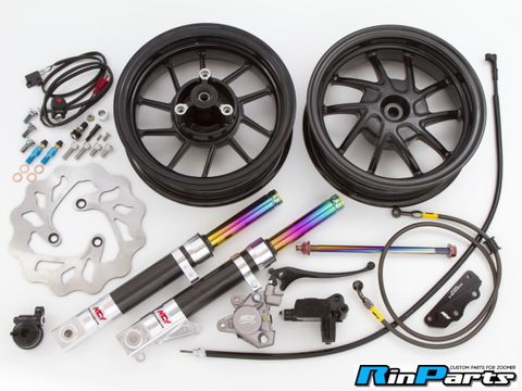 カーボン柄フロントフォーク　ディスクブレーキKIT2 （ブラックホイール、グレーキャリパー）