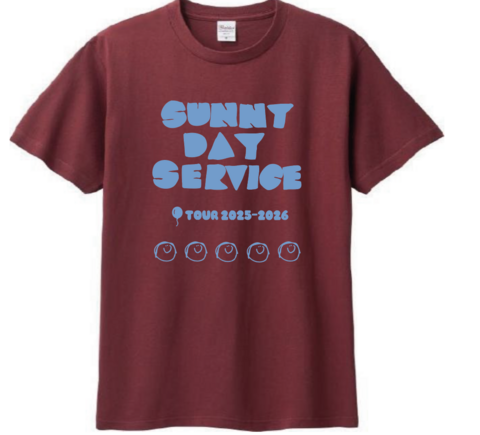 サニーデイ・サービス / イラストTOUR 2025-2026 Tシャツ（T-shirt/burgundy)