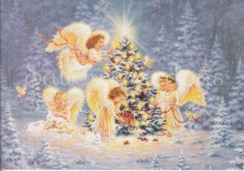 Christmas Card "Angels & Christmas Tree"