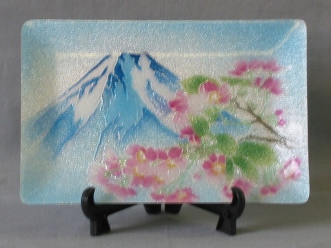 飾皿 富士桜　(12×18㎝）