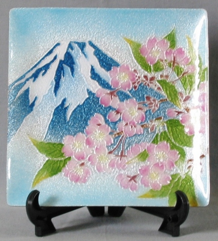 飾皿　富士桜 (18×18㎝）