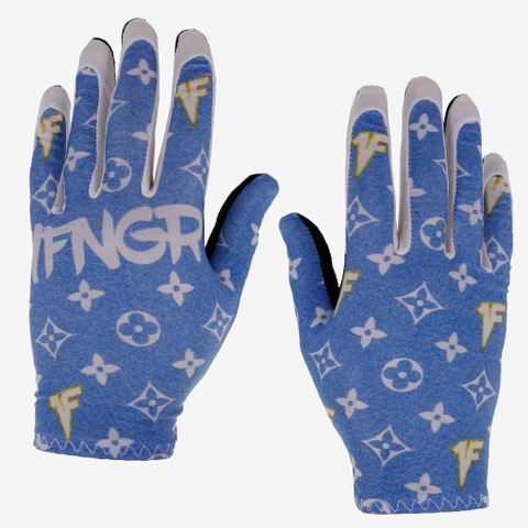 1FNGR Denim Monogram Gloves