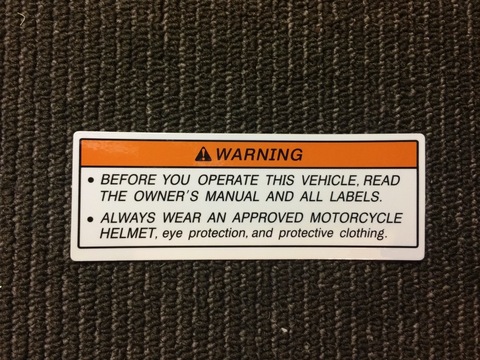 ZUMA50 USDM Caution Label Leg Sield "Warning" for Bws100