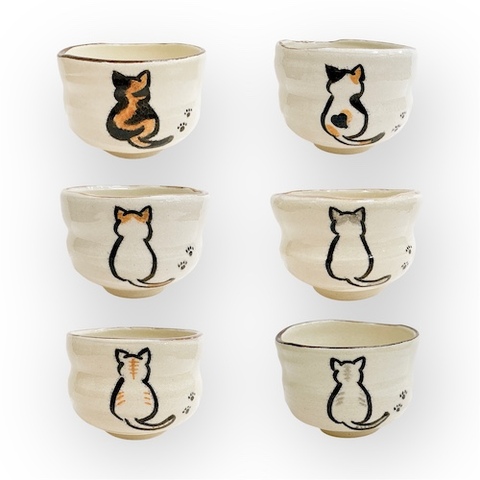 青峰堂オリジナル「猫の抹茶碗」〜ウチの猫（コ）モデル〜【国産・愛知県瀬戸市赤津焼】【ネコ・ねこ】