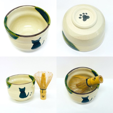 青峰堂オリジナル「猫の抹茶碗」【国産・愛知県瀬戸市赤津焼】【ネコ・ねこ】