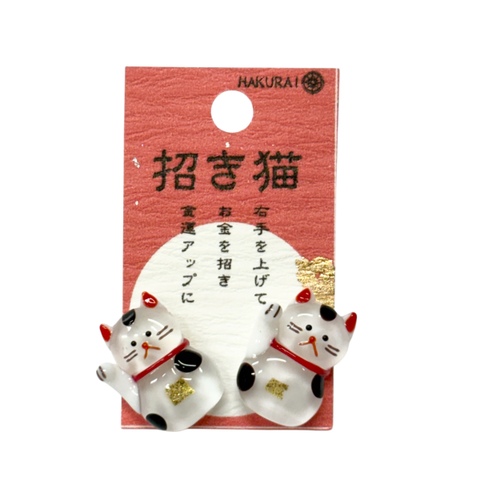 【招き猫】ガラス守りイヤリング・ピアス