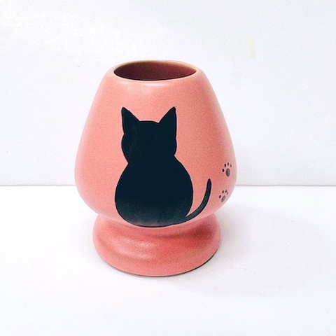 【手描き】猫の茶筅休め〜ピンク〜（茶筅直し／茶筅くせ直し／茶筌立て）【茶筅を長持ちさせるのに必須！】