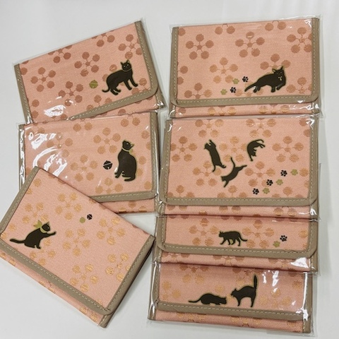 猫の洗える茶巾入れ〜ピンク〜【模様はランダムです】