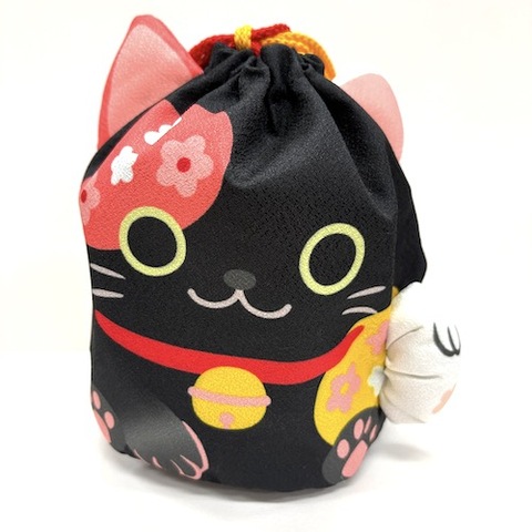 招き猫巾着【単品・黒猫のみ】