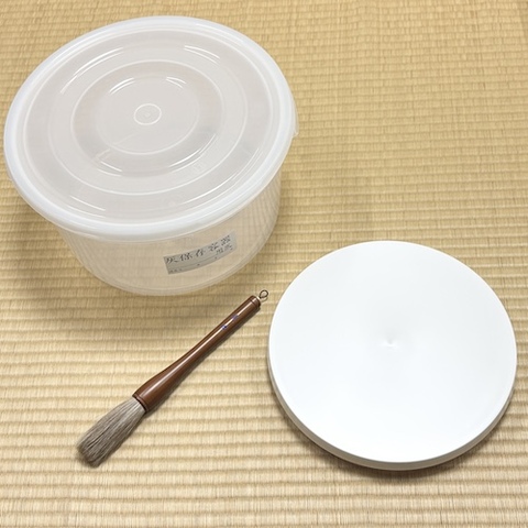 青峰堂オリジナル「灰造り用3点セット」【灰保存容器／灰造り用筆／新・灰造り用回転台】